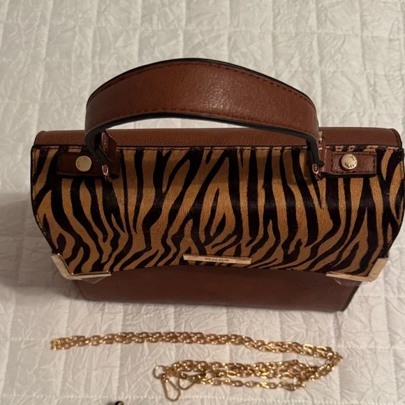 Dune LondonZebra Pattern Brown Satchel with Calf Hair. NWOT - Picture 10 of 12